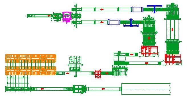 Maschinenfoto cooling, profiling and sizing line for polyurethane